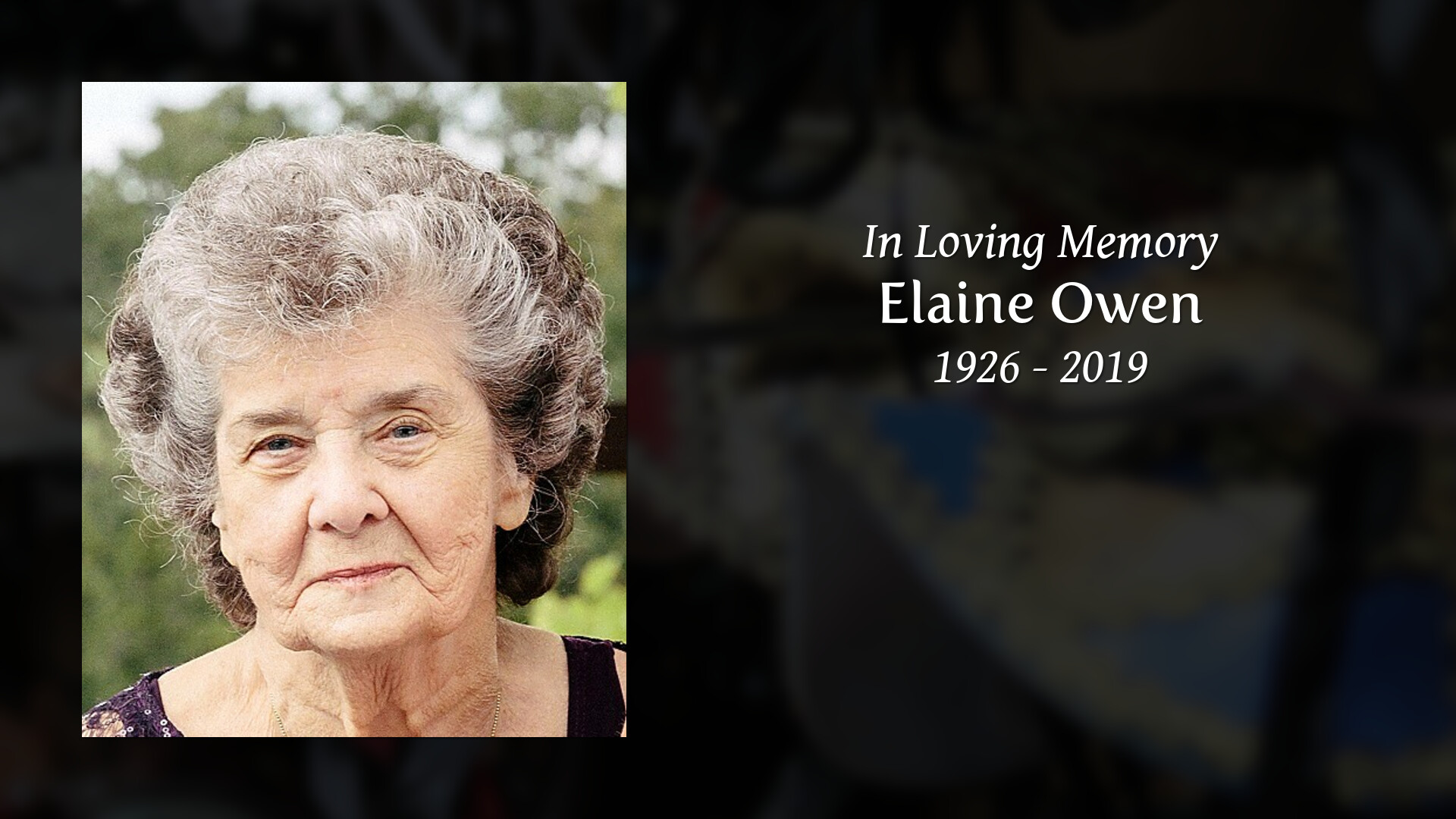 Elaine Owen Tribute Video