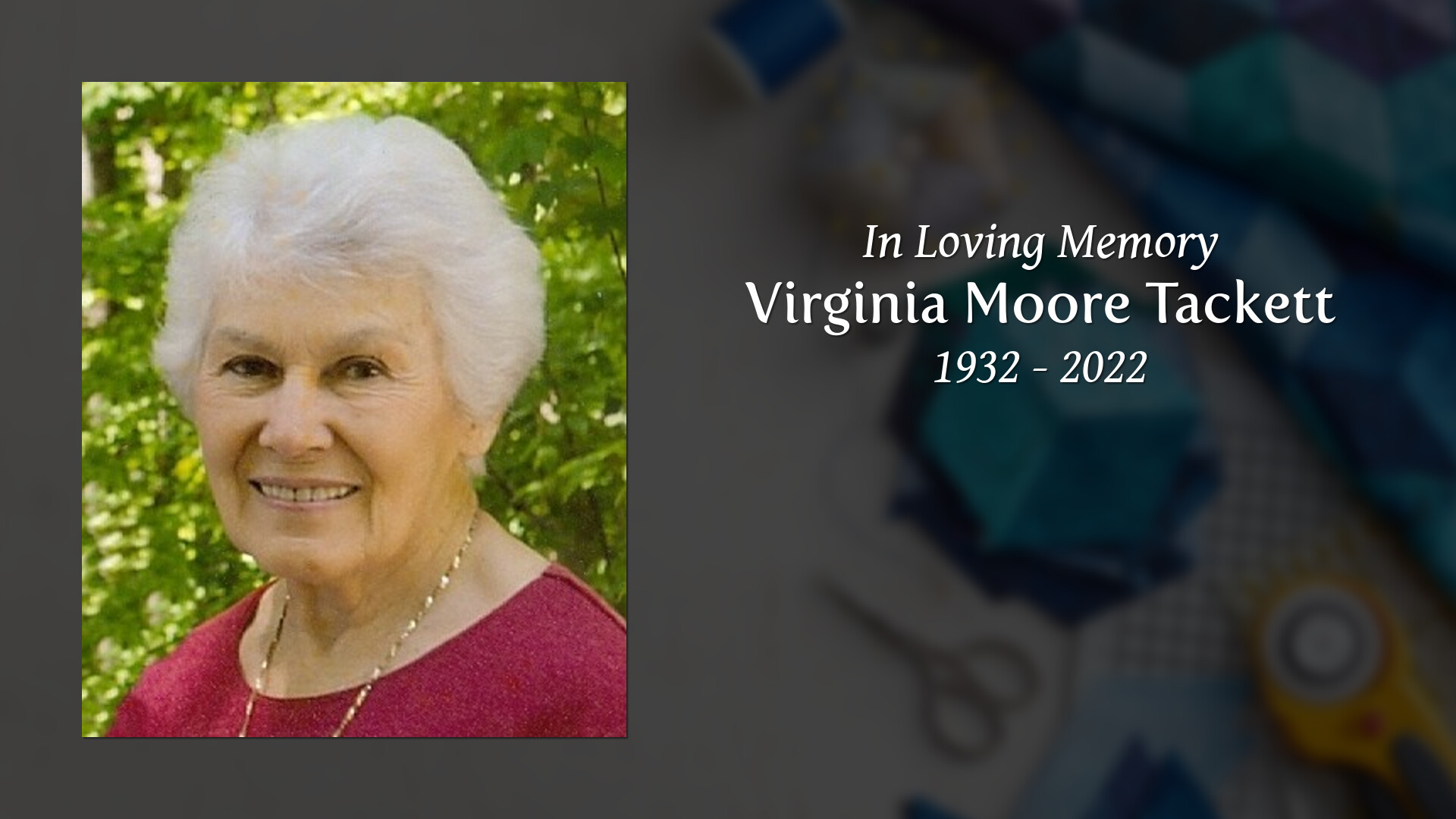 Virginia moore tackett tribute video