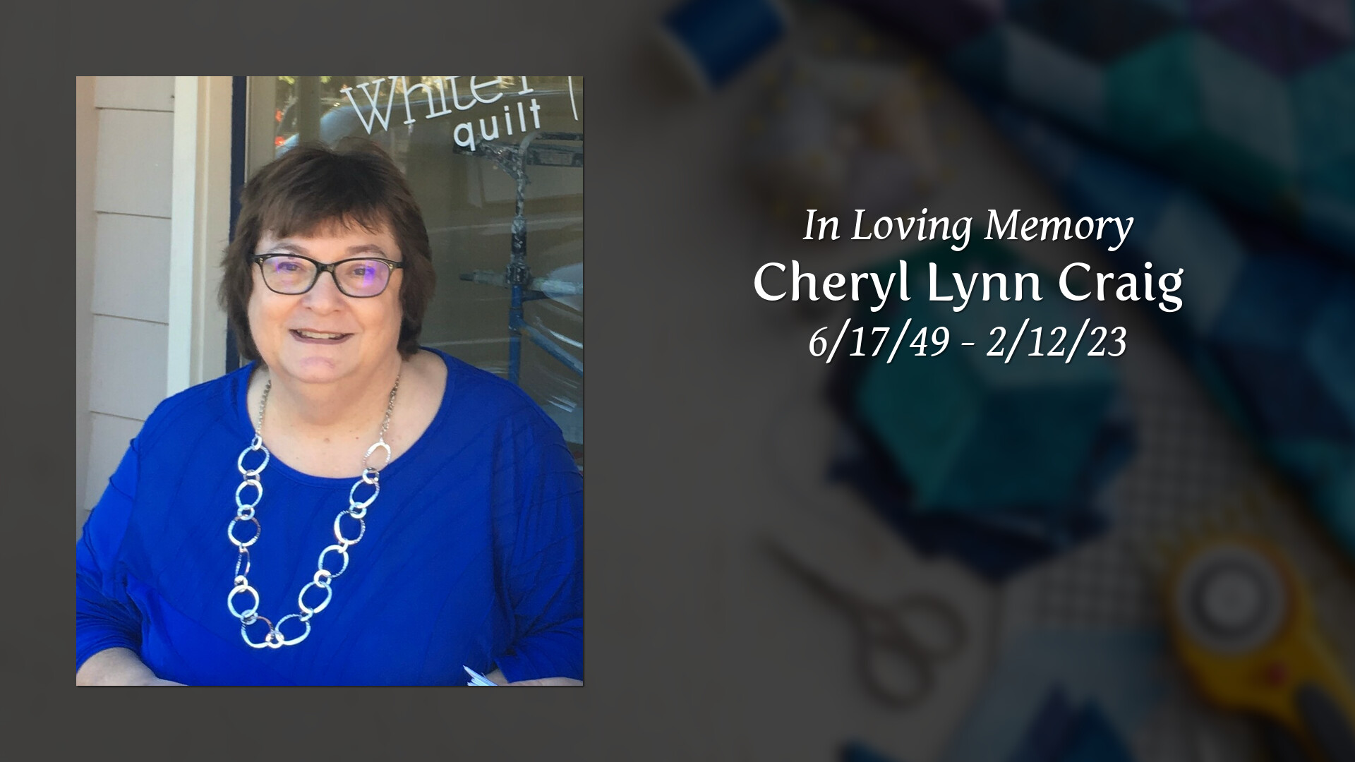 Cheryl Lynn Craig Tribute Video