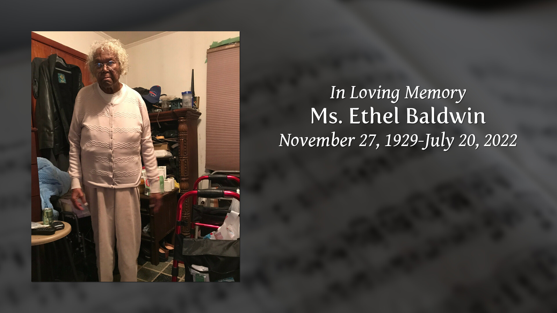 Ms. Ethel Baldwin Tribute Video