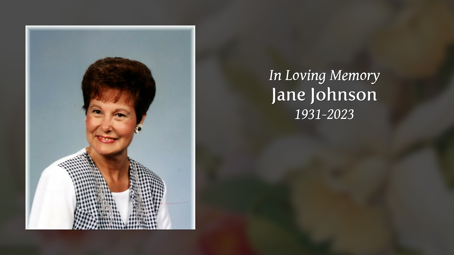 Jane Johnson Tribute Video