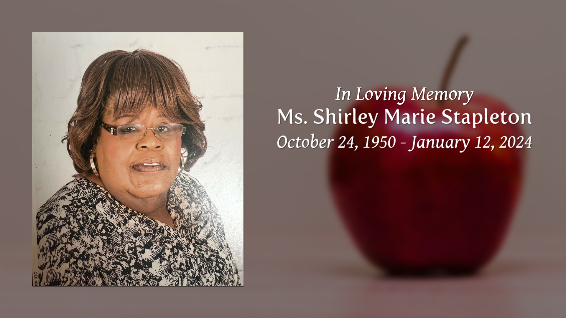 Ms. Shirley Marie Stapleton Tribute Video